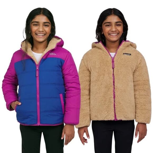 Eddie Bauer Kids Youth Reversible Jacket Size Large (14/16) New Teddy Purple Blu - Picture 1 of 12